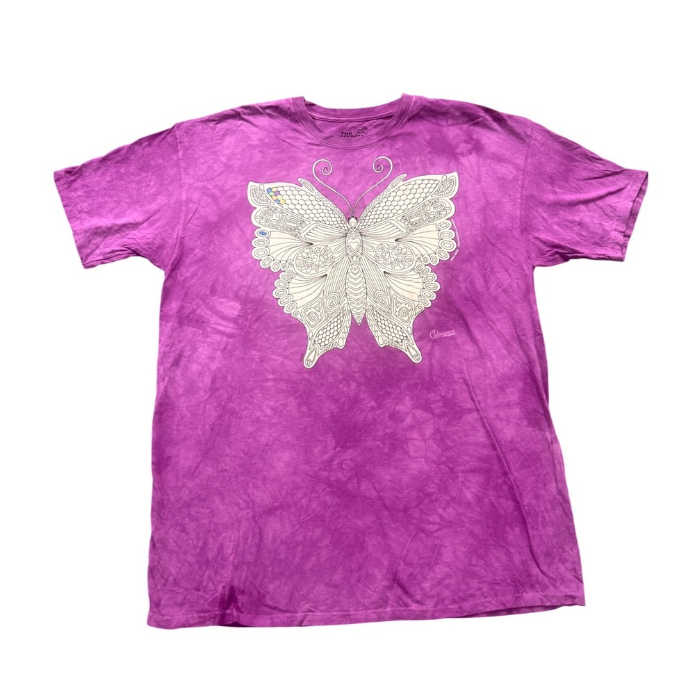 The Mountain Butterfly Graphic Tee Mens 2XL Purple Tie‎ Dye Colorwear T-Shirt